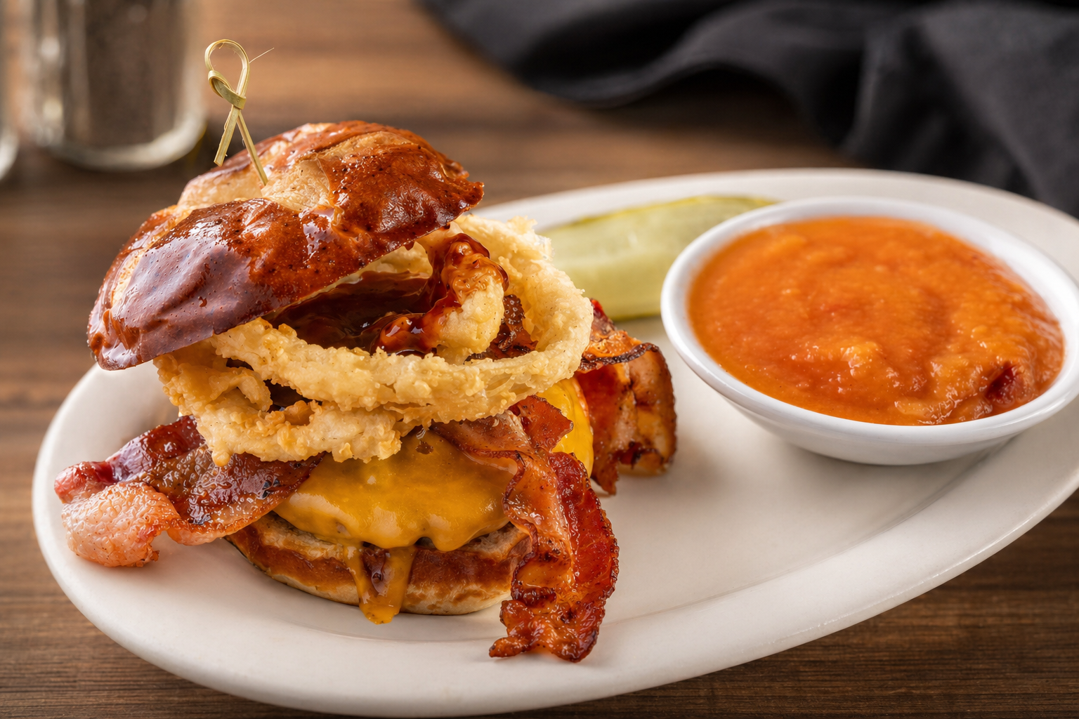BBQ bacon burger from Panther Pub